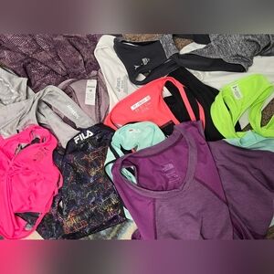 Bundle Lot Of 10 Athletic Tops M Fila North Face Reebok Nike ON Asics Forever